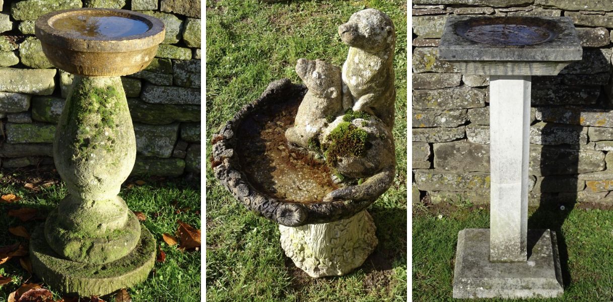 antique and stone bird baths in stock